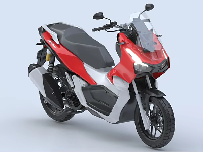 Red White And Black Modern Motorcycle With Streamlined Body And LED Headlight 3d model
