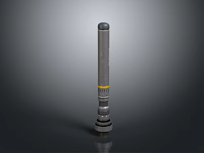 Modern Tactical Handheld Weapon With Gray Cylindrical Body And Yellow Stripe Design 3d model