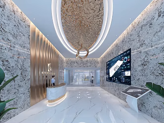 Light Luxury Front Office Lobby 3d model
