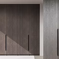 Modern Dark Wood Wardrobe Design With Sleek Doors And Black Handles