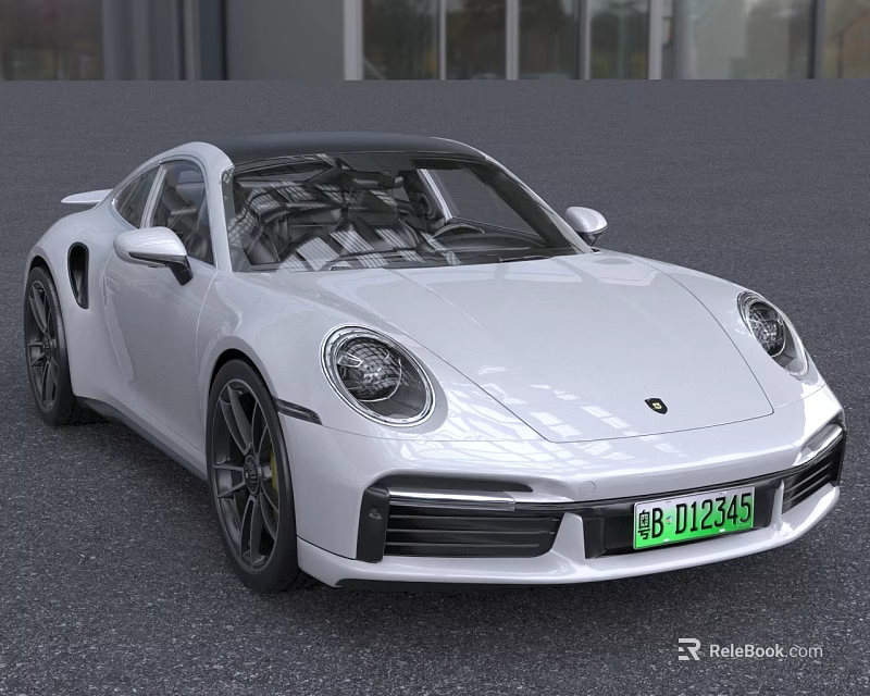 White Sports Car Exterior With Sleek Design And License Plate 3d model 