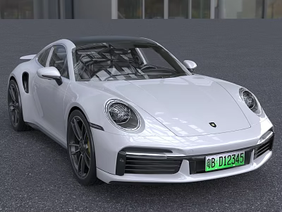 White Sports Car Exterior With Sleek Design And License Plate 3d model
