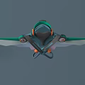 Green Orange Sci Fi Aircraft Engine With Propellers Wings And Modern 3D Design 3d model