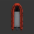 Red Inflatable Yacht Design With Outboard Motor And Blue Deck 3d model