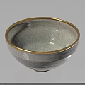 Elegant White Bowl With Gold Rim And Crackle Texture For Home Living Use