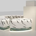 Modern Round Bar Counter Design With Marble Top Black White Veins And Lighting