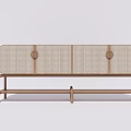Minimalist TV Stand With Wooden Frame And Woven Panels For Living Room