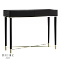 Black Dining Table with Two Drawers Black Legs Golden Cross Support And Golden Feet