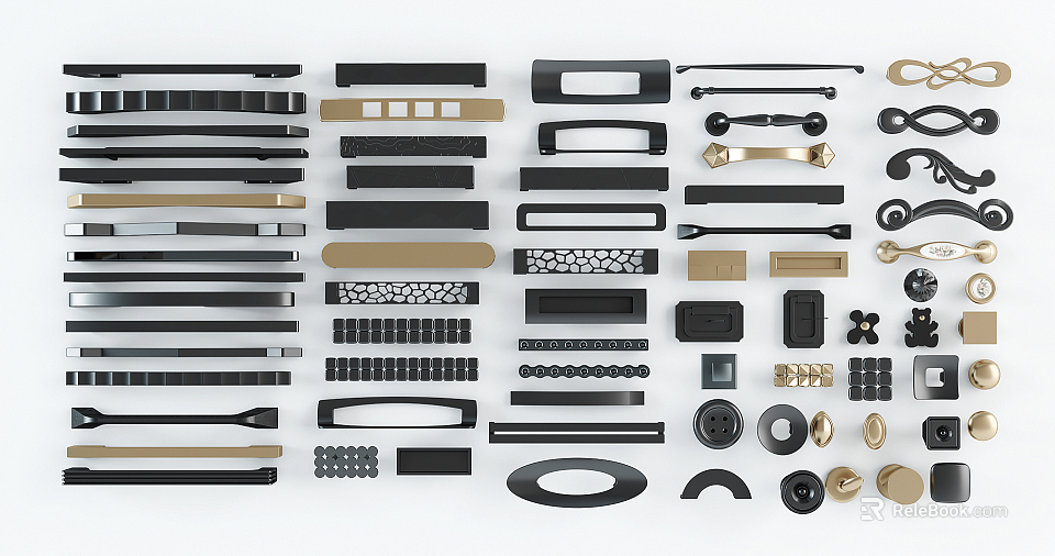 Various Styles of Door Handles With Different Designs and Materials for Homes 3d model 