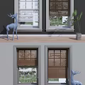 Gray Walls Interior Featuring Window Blinds Deer Statue Green Plants And Wooden Floor