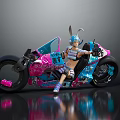 Vibrant Blue Pink Cartoon Motorcycle Featuring Rabbit Ear Doll Yasui Character 26