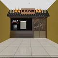 Shopping Mall BBQ Restaurant Store with Food Display Boards and Wooden Decor Elements