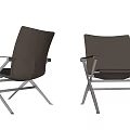 Two Sleek Leather Leisure Chairs With Modern Metal Frame And Sturdy Armrests Design