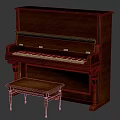 Wooden Upright Piano With Art Supplies Brushes And Pigment Containers