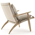 Light Wood Frame Accent Chair With Striped Cushion Backrest Seat And Tassel Details