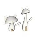 Minimalist White Cat Shaped Decorative Figurine Set with Golden Accents for Home Decoration