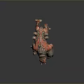Armored Mechanical Creature With Red Green Details In Sci Fi Fantasy Design