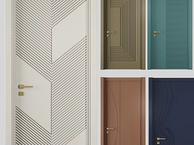 Modern Hinged Doors With Geometric Patterns And Multiple Colors For Home Interior Design 3d model