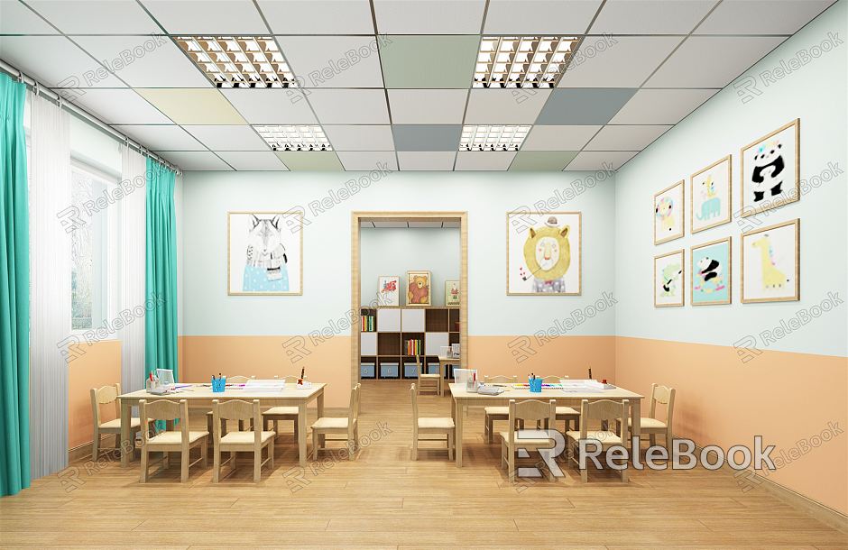 Modern kindergarten kindergarten classroom ceiling lamp hanging picture model