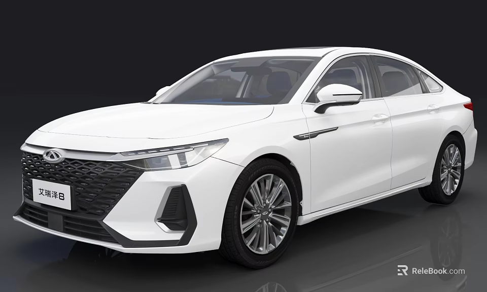 White Modern Sedan Car With Sleek Body Design And Alloy Wheels 3d model 