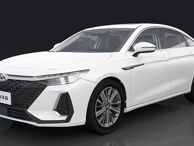 White Modern Sedan Car With Sleek Body Design And Alloy Wheels 3d model