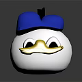 Cute White Cartoon Duck Figure Wearing Blue Hat With Yellow Beak