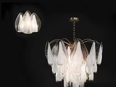 Elegant Petal Shaped Glass Chandelier With Transparent Design And Soft Glow 3d model