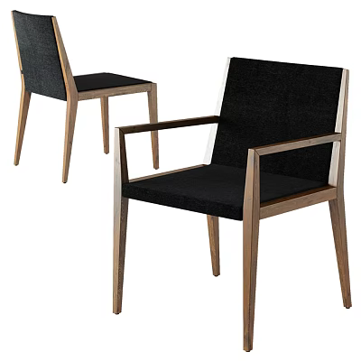 Modern Single Chair With Wooden Frame Black Cushion And Armrest Design 3d model