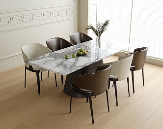 Modern Dining Table and Chair Combination Dining Chair Single Chair 3d model