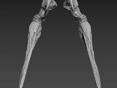 Sci-Fi Character Symmetric Biomechanical Limbs With Sharp Ends Textured Surface 3D Render 3d model