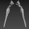 Sci-Fi Character Symmetric Biomechanical Limbs With Sharp Ends Textured Surface 3D Render 3d model