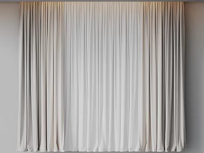 Curtains In Light Beige For Modern Interior With Soft Fabric And Smooth Drape 3d model