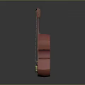 Red Wooden Violin Musical Instrument With Bow And Intricate Carved Design On Black Background