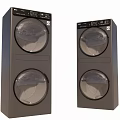 Two Stackable Dark Gray Washing Machines With Double Drum Design For Home Laundry