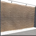 Modern Wooden Striped Accent Wall With Spotlights And Stone Panel Decor
