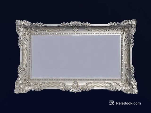 Ornate Silver Photo Frame Featuring Intricate Carvings And Elegant Design Details 3d model 