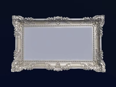 Ornate Silver Photo Frame Featuring Intricate Carvings And Elegant Design Details 3d model