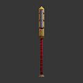 Decorative Battle Hammer With Red Shaft Golden Accents And Black Blades