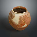 Ceramic Sculpture With Reddish Brown And White Cracked Surface Handcrafted Pottery Artwork 3d model
