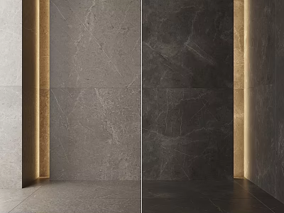 Modern Stone Wall Panels With Recessed Lighting And Textured Surface 3d model