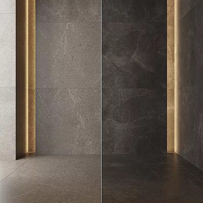 Modern Stone Wall Panels With Recessed Lighting And Textured Surface 3d model