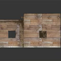 Traditional Brick Building Design With Sloped Roof Wooden Door And Small Window