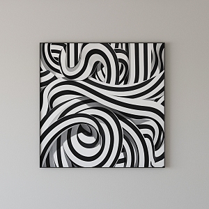 Black and White Line Hanging Painting 3d model