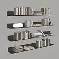 Modern Wall Mounted Bookshelf Design With Illuminated Layers And Stacked Books