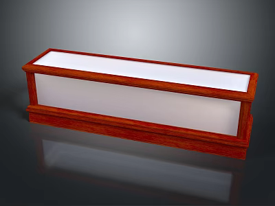 Rectangular Wooden Furniture Display Cabinet With White Glass Top And Transparent Panel 3d model