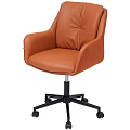 Modern Grey Leather Office Chair With Armrests And Swivel Wheels