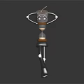 Smart Robot Lying On Reflective Surface With Gray Body Brown Accents And Yellow Feet