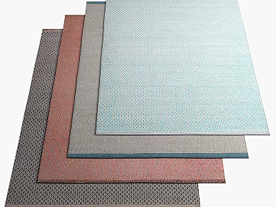 Multiple Square Rugs In Various Colors With Grid Pattern For Home Decor 3d model
