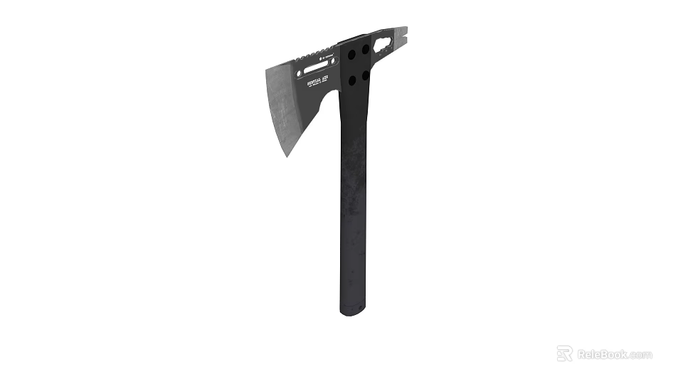 Tactical Axe Weapon with Black Handle and Sharp Metal Head 3d model