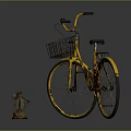 Yellow Vintage Bicycle With Front Metal Basket Rear Rack And Retro Accessories
